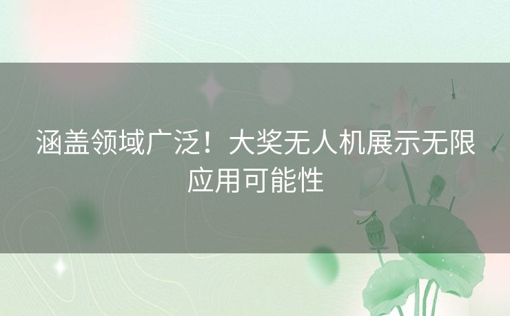 涵盖领域广泛！大奖无人机展示无限应用可能性