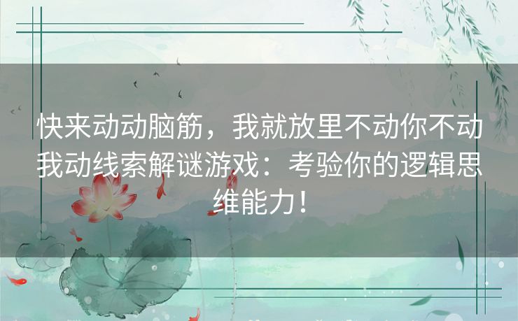 快来动动脑筋，我就放里不动你不动我动线索解谜游戏：考验你的逻辑思维能力！
