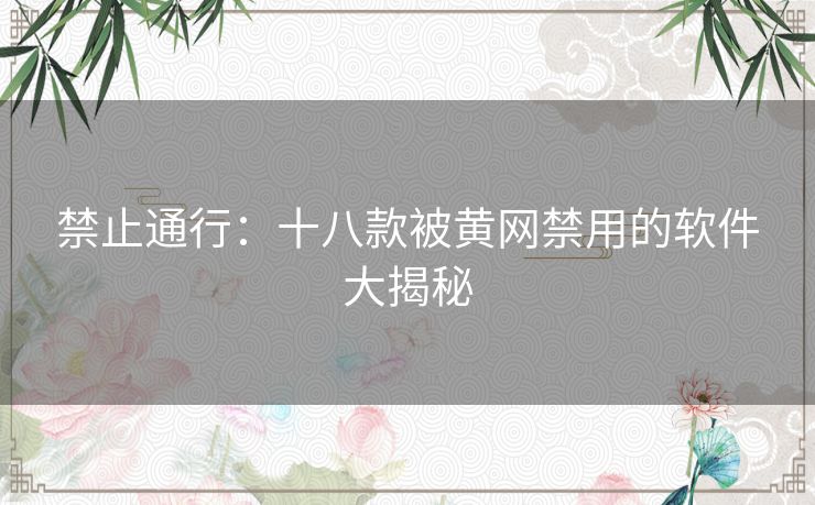 禁止通行:十八款被黄网禁用的软件大揭秘 禁止通行:十八款被黄网禁用的软件大揭秘