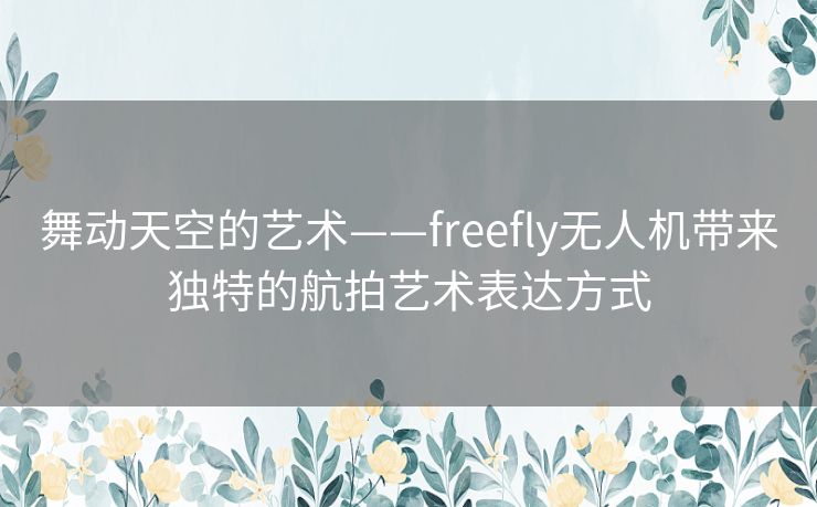 舞动天空的艺术——freefly无人机带来独特的航拍艺术表达方式