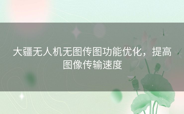 大疆无人机无图传图功能优化,提高图像传输速度 大疆无人机无图传图功能优化,提高图像传输速度