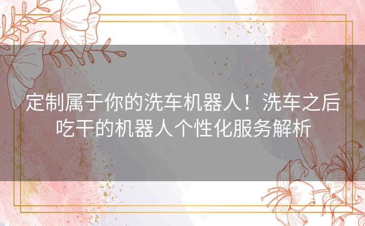 定制属于你的洗车机器人！洗车之后吃干的机器人个性化服务解析