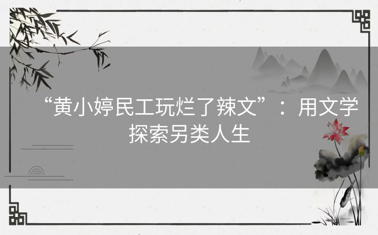 “黄小婷民工玩烂了辣文”：用文学探索另类人生