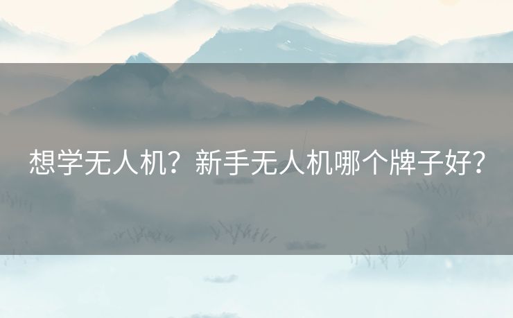 想学无人机？新手无人机哪个牌子好？