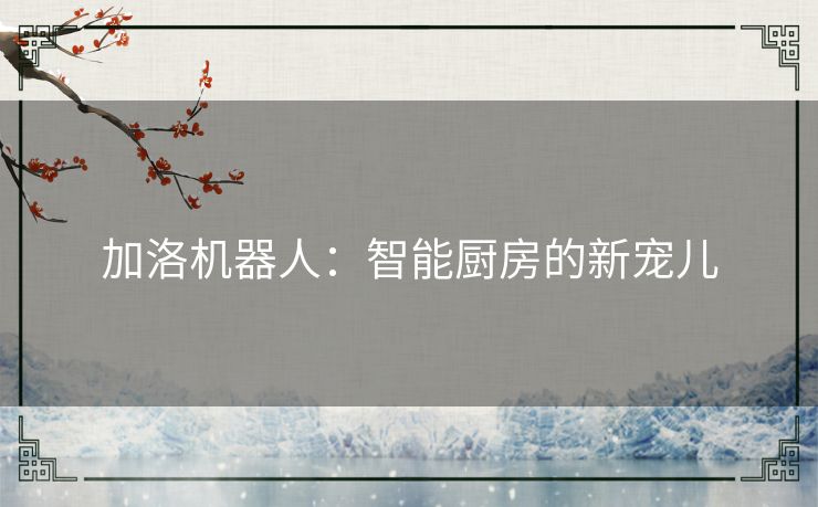 加洛机器人：智能厨房的新宠儿