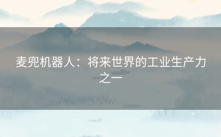 麦兜机器人：将来世界的工业生产力之一