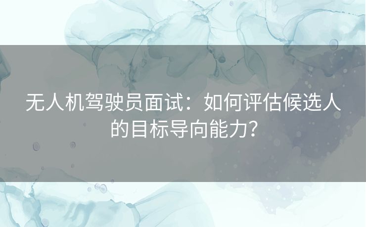 无人机驾驶员面试：如何评估候选人的目标导向能力？