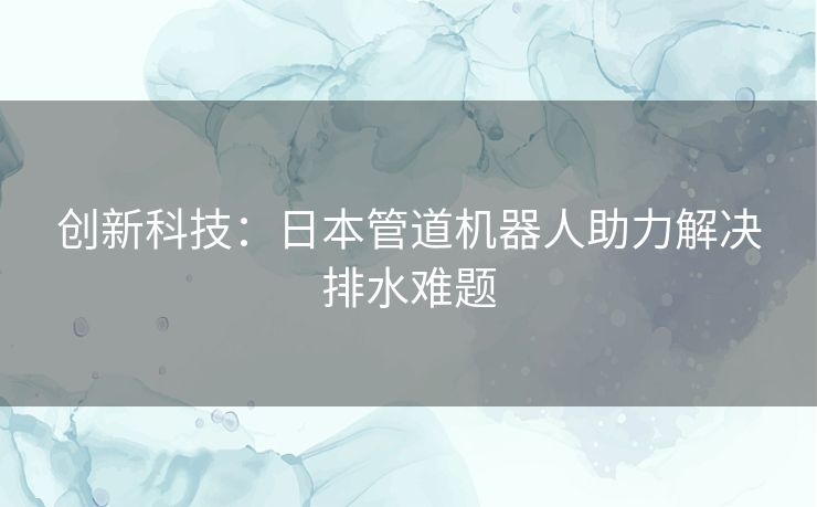 创新科技：日本管道机器人助力解决排水难题