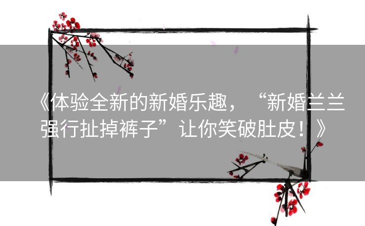 《体验全新的新婚乐趣，“新婚兰兰强行扯掉裤子”让你笑破肚皮！》