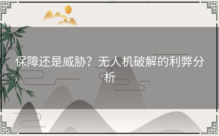 保障还是威胁？无人机破解的利弊分析