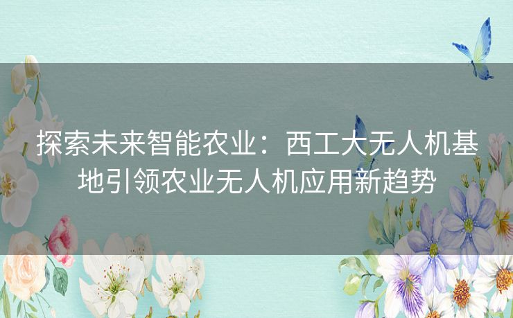 探索未来智能农业：西工大无人机基地引领农业无人机应用新趋势