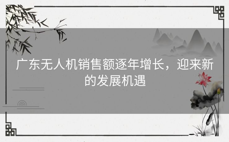 广东无人机销售额逐年增长，迎来新的发展机遇
