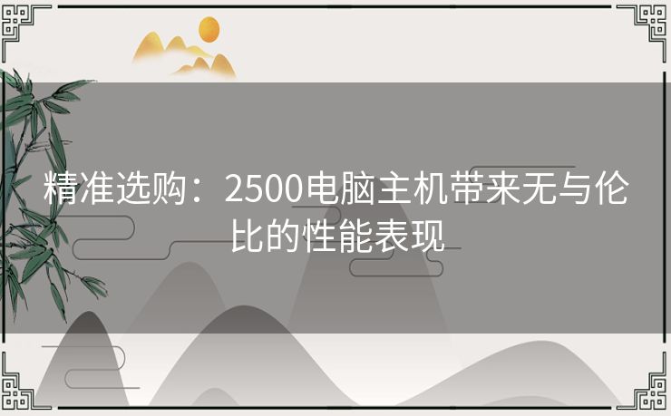精准选购：2500电脑主机带来无与伦比的性能表现