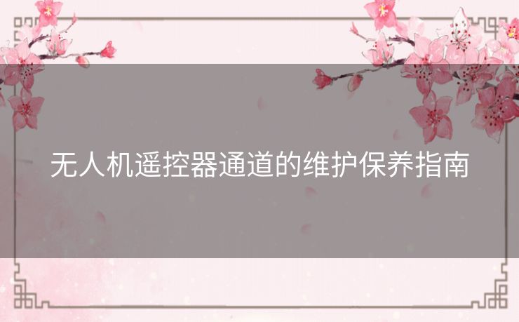 无人机遥控器通道的维护保养指南