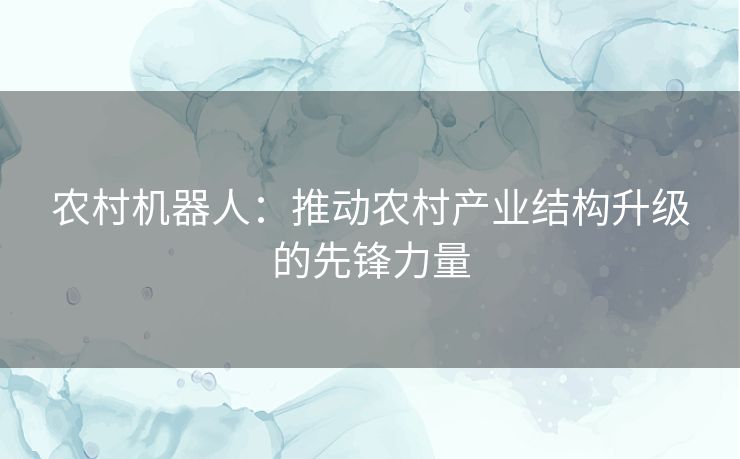 农村机器人：推动农村产业结构升级的先锋力量