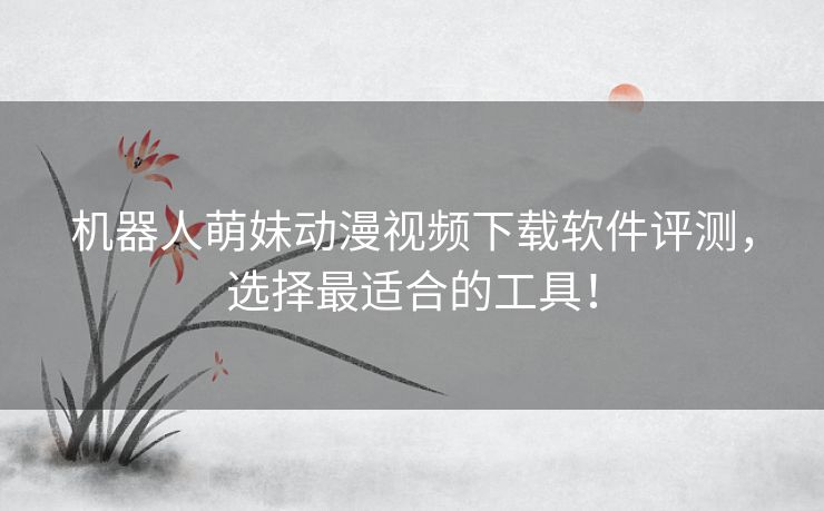 机器人萌妹动漫视频下载软件评测，选择最适合的工具！
