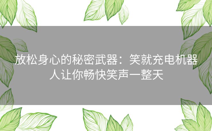 放松身心的秘密武器：笑就充电机器人让你畅快笑声一整天