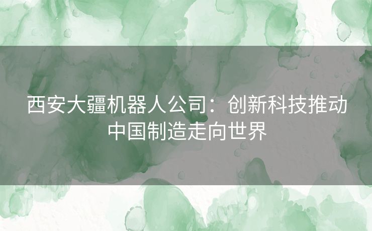 西安大疆机器人公司：创新科技推动中国制造走向世界