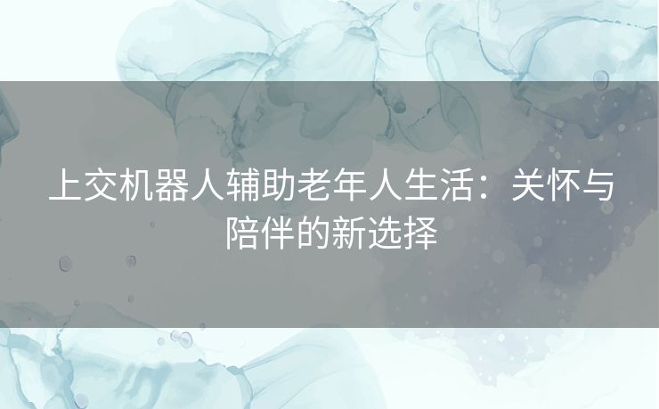 上交机器人辅助老年人生活：关怀与陪伴的新选择