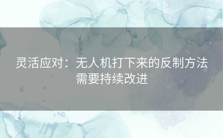 灵活应对：无人机打下来的反制方法需要持续改进