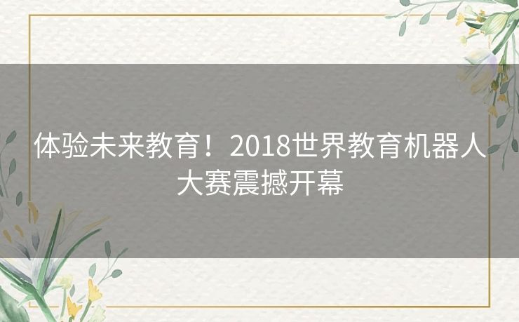 体验未来教育!2018世界教育机器人大赛震撼开幕 体验未来教育!2018世界教育机器人大赛震撼开幕