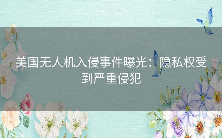 美国无人机入侵事件曝光：隐私权受到严重侵犯