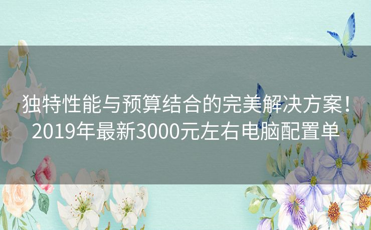 独特性能与预算结合的完美解决方案！2019年最新3000元左右电脑配置单