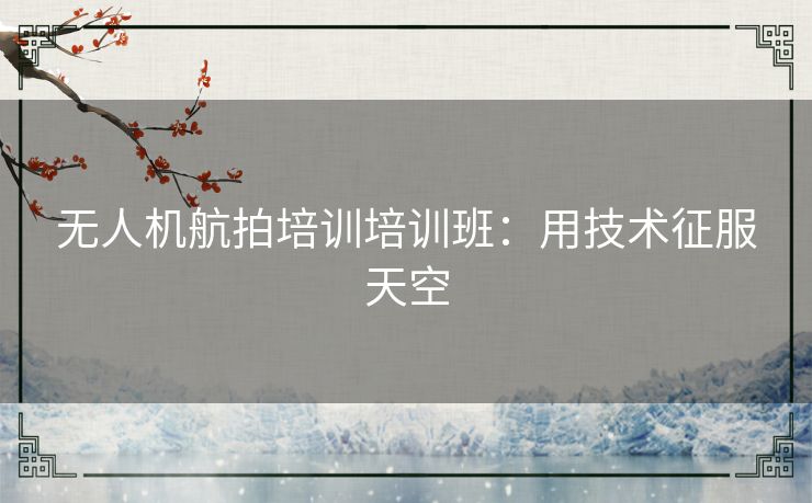 无人机航拍培训培训班：用技术征服天空