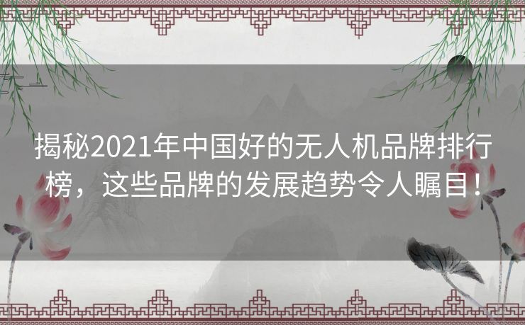 揭秘2021年中国好的无人机品牌排行榜，这些品牌的发展趋势令人瞩目！