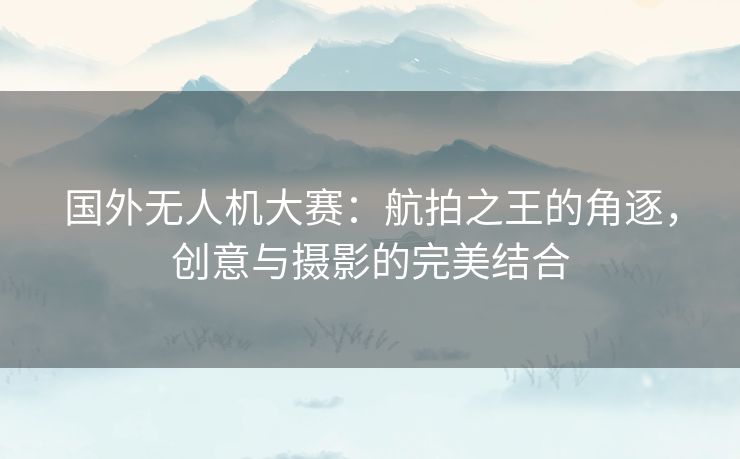 国外无人机大赛：航拍之王的角逐，创意与摄影的完美结合