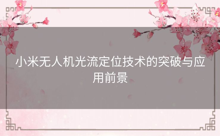 小米无人机光流定位技术的突破与应用前景