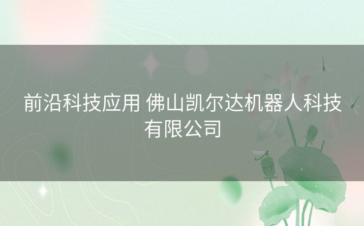 前沿科技应用 佛山凯尔达机器人科技有限公司 前沿科技应用 佛山凯尔达机器人科技有限公司