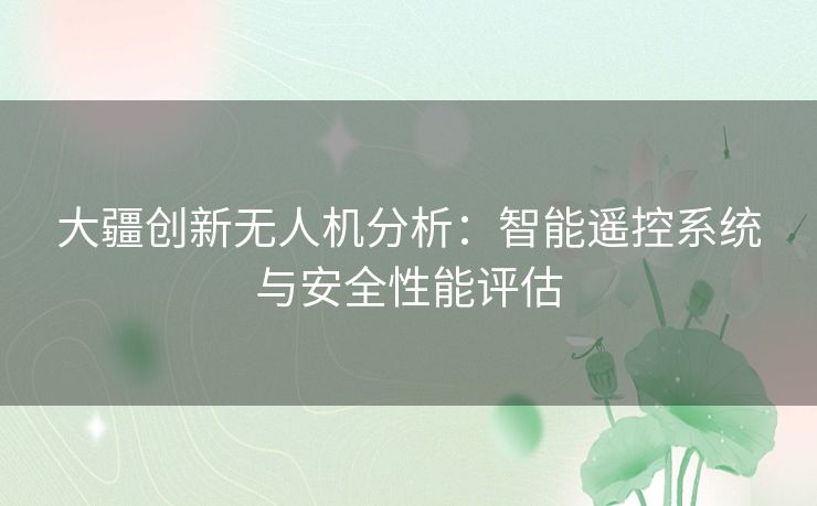 大疆创新无人机分析：智能遥控系统与安全性能评估