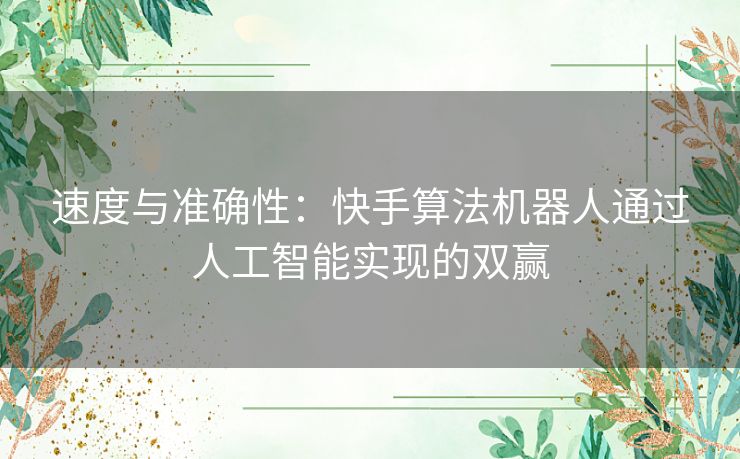 速度与准确性：快手算法机器人通过人工智能实现的双赢