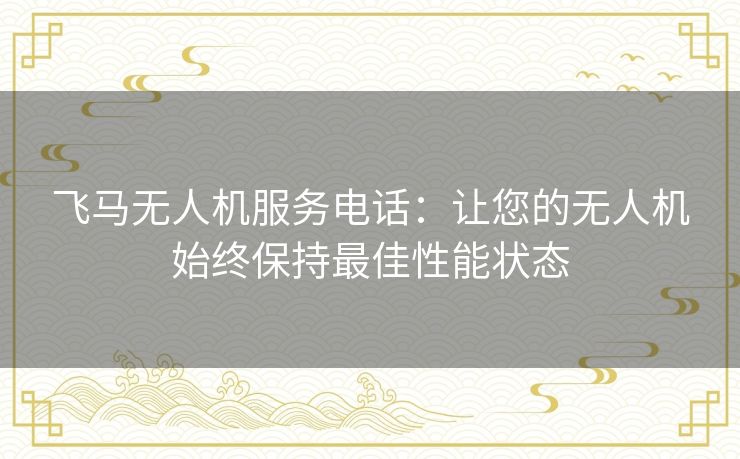 飞马无人机服务电话：让您的无人机始终保持最佳性能状态