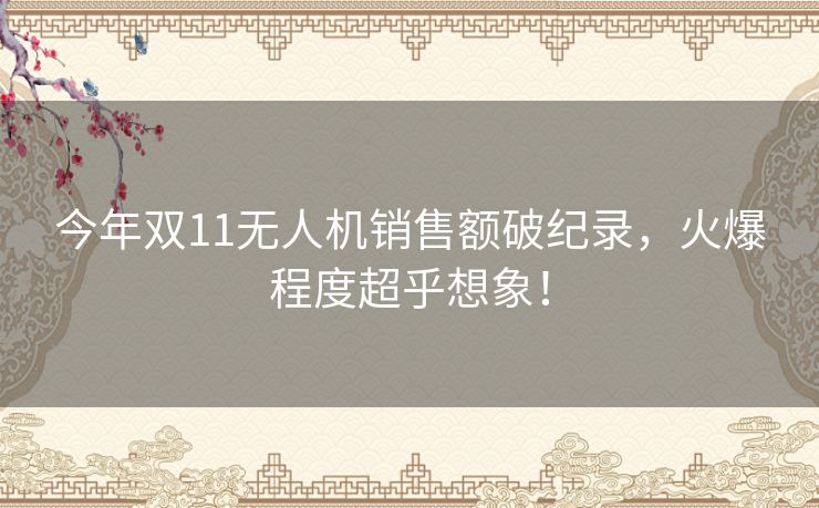 今年双11无人机销售额破纪录,火爆程度超乎想象! 今年双11无人机销售额破纪录,火爆程度超乎想象!