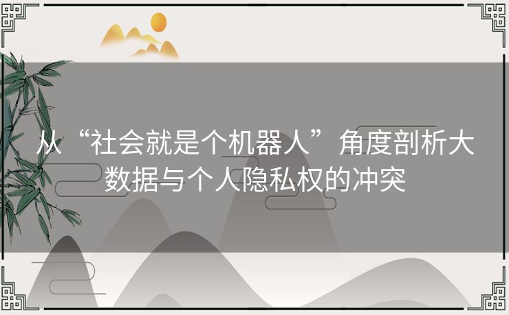 从“社会就是个机器人”角度剖析大数据与个人隐私权的冲突