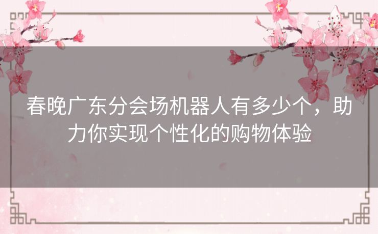 春晚广东分会场机器人有多少个，助力你实现个性化的购物体验