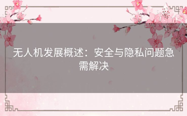 无人机发展概述：安全与隐私问题急需解决