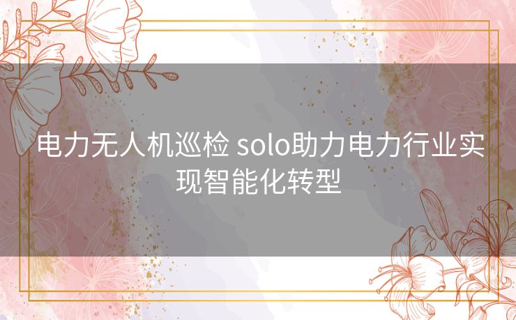 电力无人机巡检 solo助力电力行业实现智能化转型