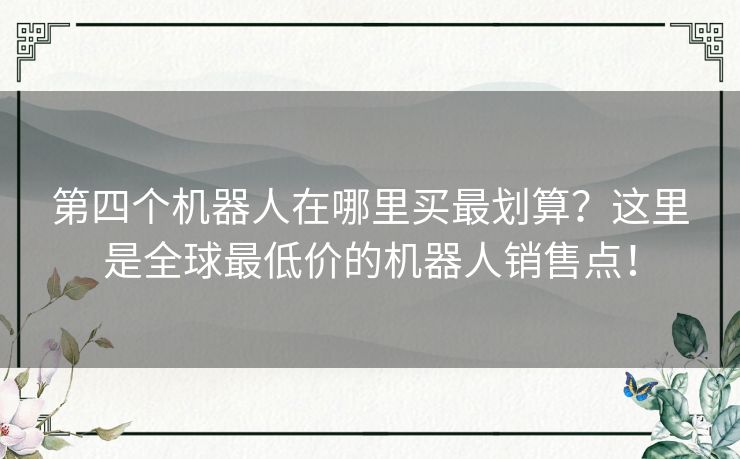 第四个机器人在哪里买最划算？这里是全球最低价的机器人销售点！