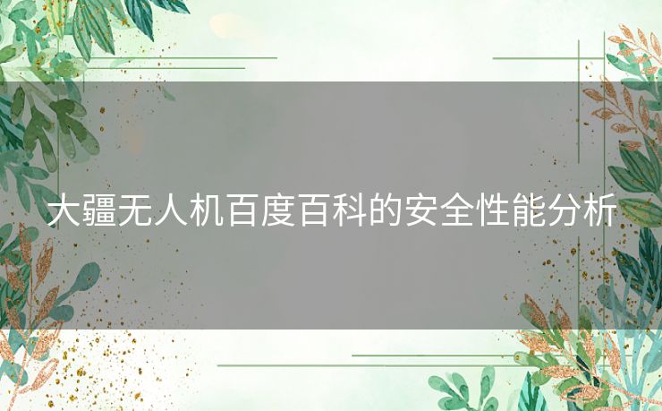 大疆无人机百度百科的安全性能分析