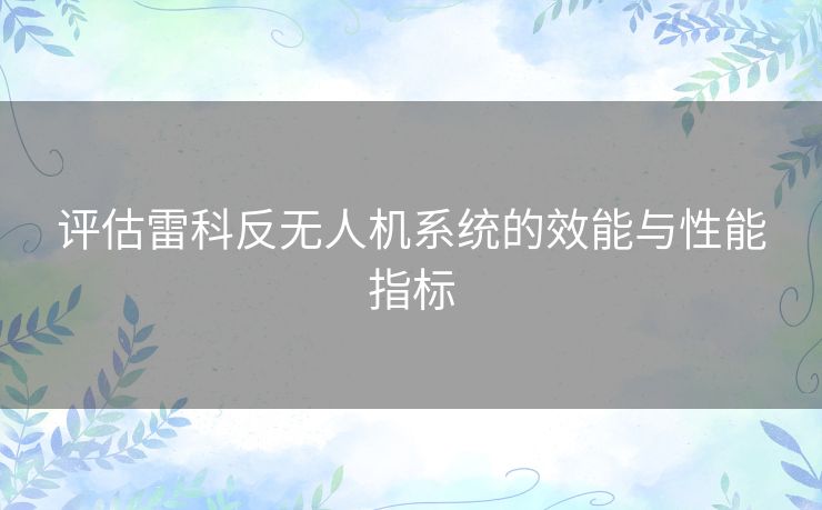 评估雷科反无人机系统的效能与性能指标