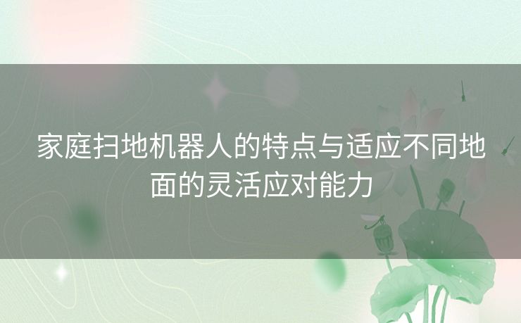 家庭扫地机器人的特点与适应不同地面的灵活应对能力
