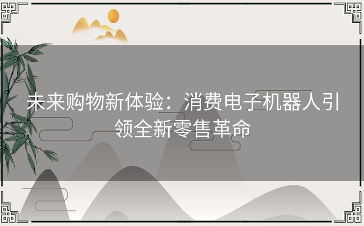 未来购物新体验：消费电子机器人引领全新零售革命