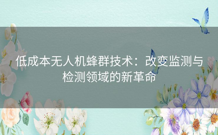 低成本无人机蜂群技术：改变监测与检测领域的新革命