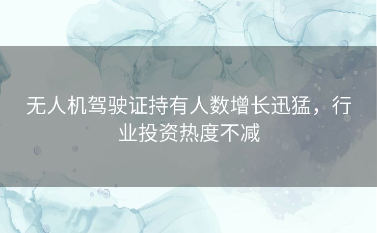 无人机驾驶证持有人数增长迅猛，行业投资热度不减