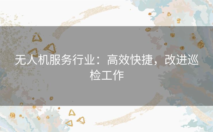 无人机服务行业：高效快捷，改进巡检工作