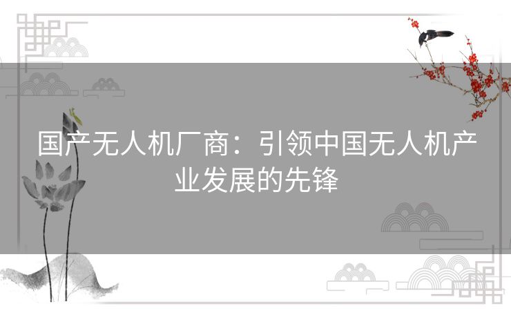 国产无人机厂商:引领中国无人机产业发展的先锋 国产无人机厂商:引领中国无人机产业发展的先锋