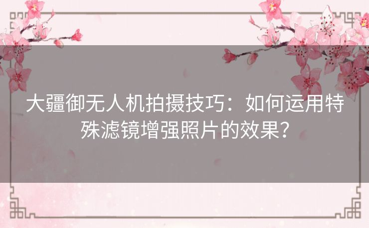 大疆御无人机拍摄技巧：如何运用特殊滤镜增强照片的效果？